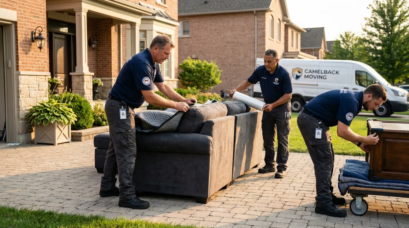 Large estate moving crew wrapping furniture in Milford, IN